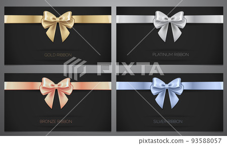 Metalic ribbon in black banner, Gold, Platinum, Silver, Bronze, Vector illustration. 93588057