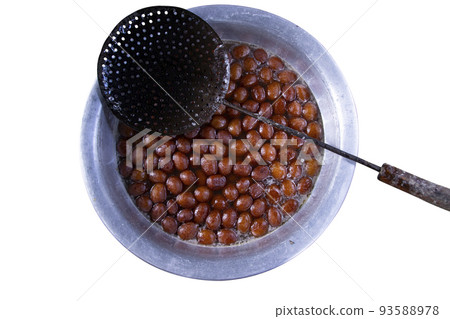 Red Sweet Rosogolla Gulab Jamun  in the silver Bowl isolated on White Background 93588978