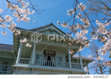 Image of Kounkaku and cherry blossoms at Matsue Castle Image of Kounkaku and cherry blossoms at Matsue Castle 93589117