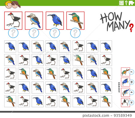how many cartoon birds animal characters counting game how many cartoon birds animal characters counting game 93589349