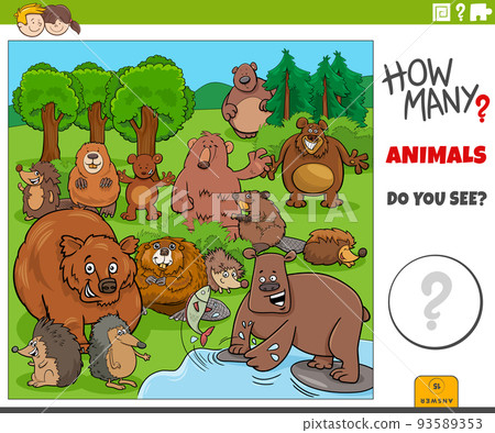 counting cartoon wild animals educational game 93589353