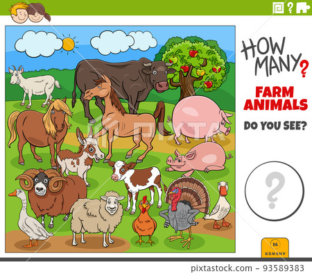 counting cartoon farm animals educational task counting cartoon farm animals educational task 93589383