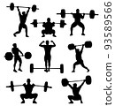 weightlifting silhouettes - vector artwork 93589566