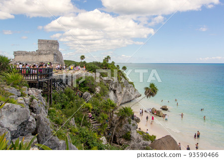 View of Tulum ruins, a cultural heritage site in Mexico View of Tulum ruins, a cultural heritage site in Mexico 93590466