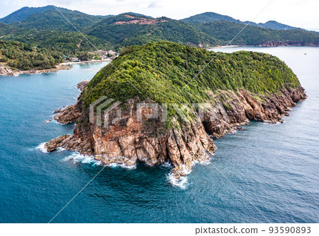 Aerial view of Mae Haad beach in koh Phangan, Surat Thani, Thailand 93590893