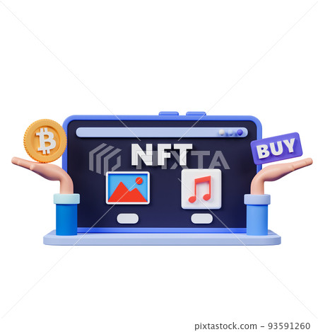 3d rendering concept NFT or non fungible token illustration. 93591260