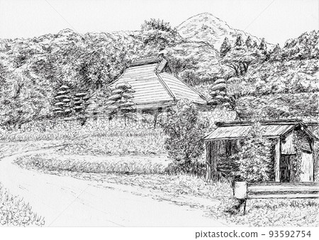 Old folk house on the mountainside - Stock Illustration [93592754] - PIXTA