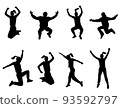 people jumping silhouettes set - vector 93592797