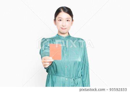 housewife showing red card 93592833