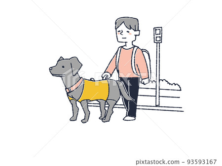 A man crossing a traffic light with his guide dog Creating a society and people around him who care about people with disabilities A man crossing a traffic light with his guide dog Creating a society and people around him who care about people with disabilities 93593167