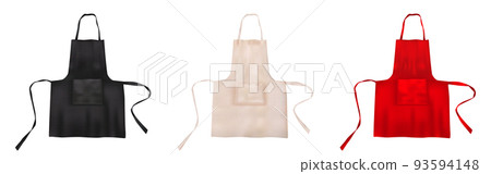 Set of realistic blank apron mock ups with fabric texture isolated from background 93594148