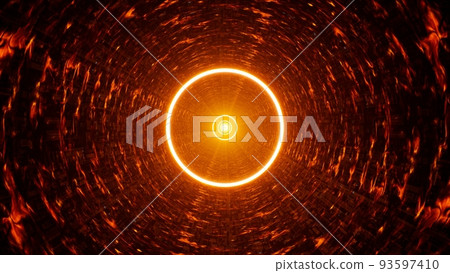 Orange Circle Light Flare VJ Tunnel 3D Rendering 93597410