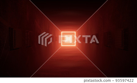 Red Light Metal Tunnel 3D Rendering 93597422