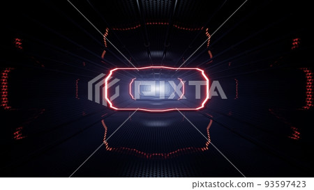 Red Light Space Corridor Tunnel 3D Rendering 93597423