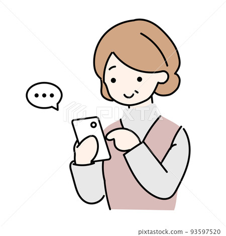 中年婦女用智能手機詢問簡單說明 中年婦女用智能手機詢問簡單說明 93597520