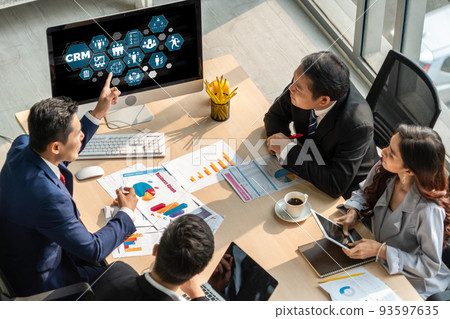 Customer relationship management system on modish computer for CRM business 93597635