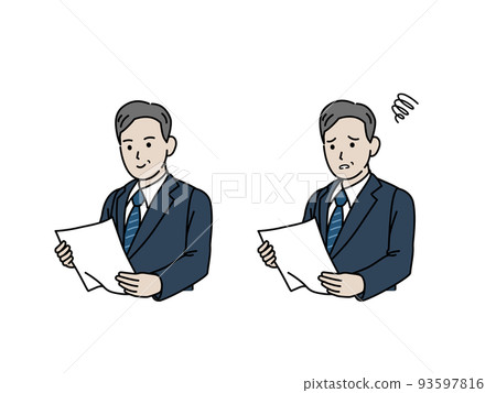 檢查文件男子西裝中年上班族商人插圖 93597816
