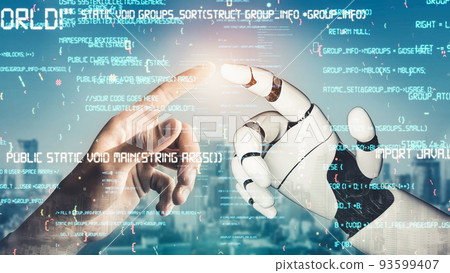 Futuristic robot artificial intelligence revolutionary AI technology concept Futuristic robot artificial intelligence revolutionary AI technology concept 93599407