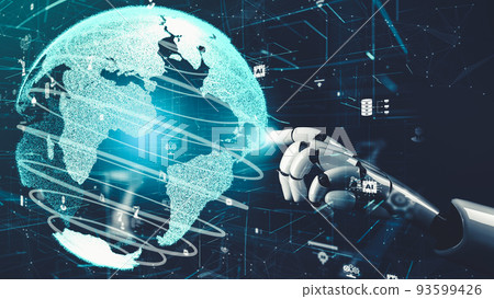 Futuristic robot artificial intelligence revolutionary AI technology concept 93599426