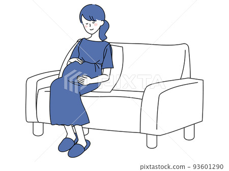Pregnant woman rubbing her stomach gently 93601290