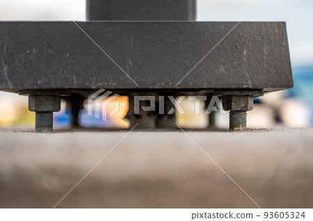 Structural support on concrete with gap to main plate and anchor bolts  93605324