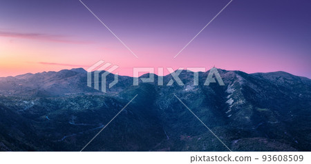 Mountain range at night in summer. Beautiful landscape 93608509