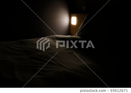 Hotel bed making and lights 93612671