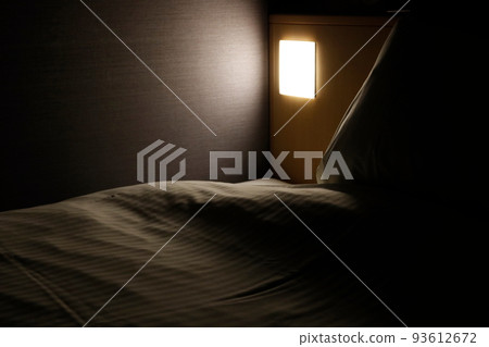 Hotel bed making and lights 93612672