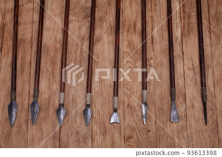 Different types of arrowheads made of iron. Different types of arrowheads made of iron. 93613398