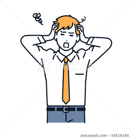 Vector illustration material of a man who is worried about holding his head Vector illustration material of a man who is worried about holding his head 93616398
