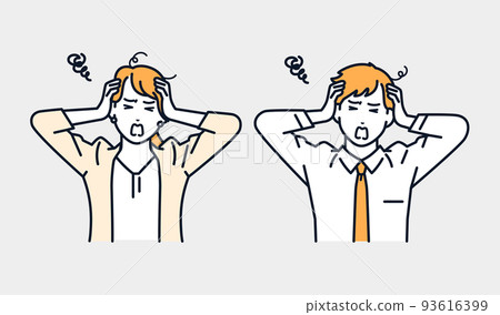 Vector illustration material of a business person who is worried about holding his head 93616399
