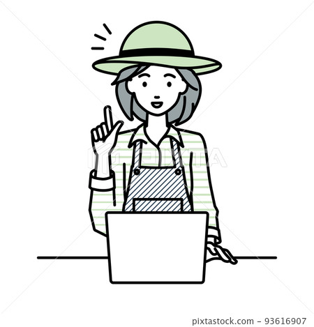 一位農婦坐在辦公桌前，打開電腦，激發靈感 93616907