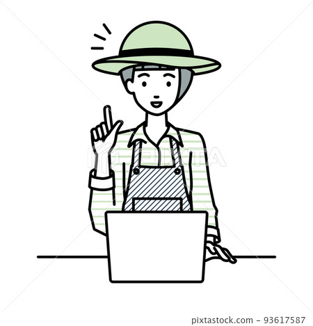 一位農婦坐在辦公桌前,打開電腦,激發靈感 一位農婦坐在辦公桌前,打開電腦,激發靈感 93617587