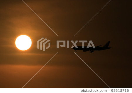 Sunset and Airplane Sunset and Airplane 93618716