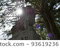 Komainu and sunbeams on the approach to Togakushi Okusha Shrine 93619236