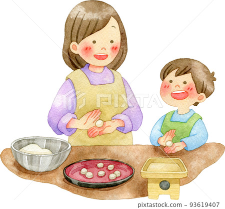 親子包餃子的圖解 93619407