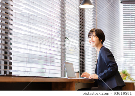 business woman, cafe, telework business woman, cafe, telework 93619591