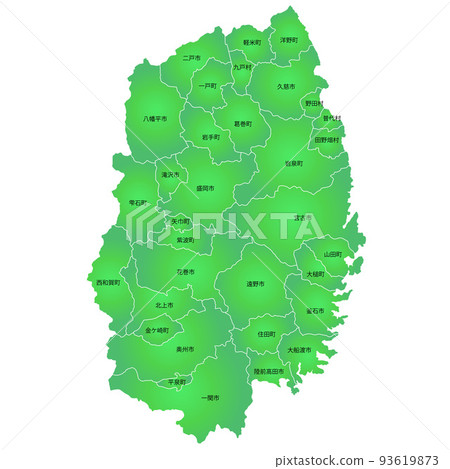 Iwate prefecture and municipalities map 93619873