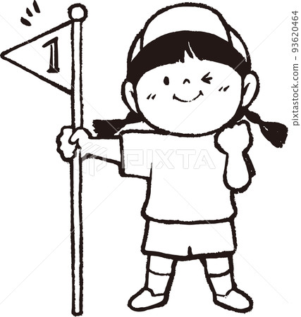 girl with first prize flag girl with first prize flag 93620464