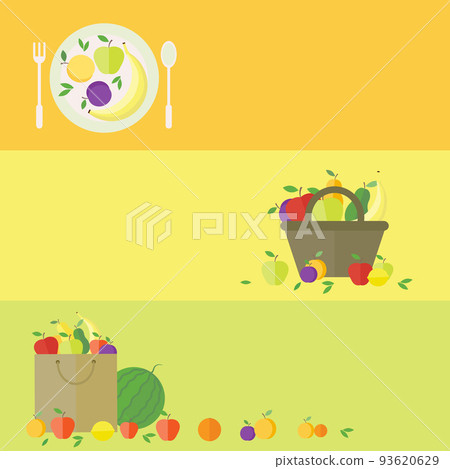 Banners, card with fresh fruits 93620629