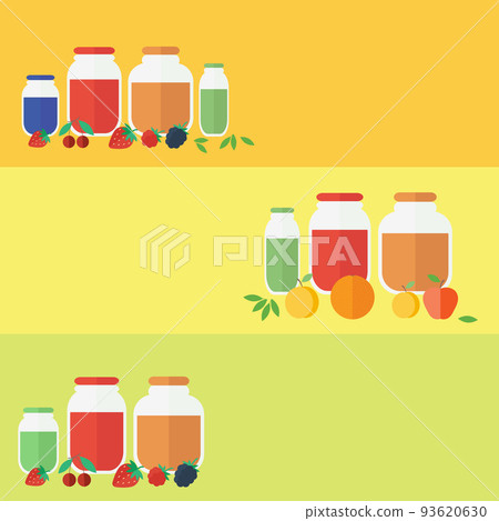 Jam and juice isolated banners in flat style 93620630