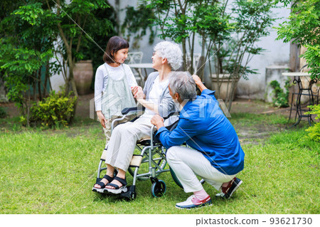 Cute grandchildren playing with grandparents 93621730
