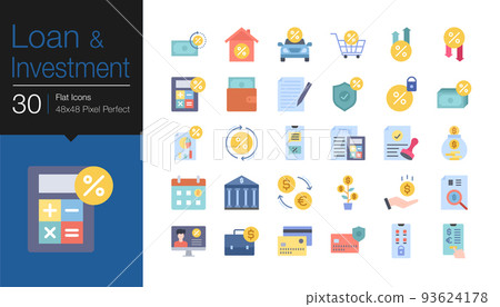 Loan & Investment icons. Flat design. For presentation, graphic design, mobile application or UI. Loan & Investment icons. Flat design. For presentation, graphic design, mobile application or UI. 93624178