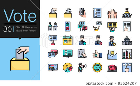 Vote icons. Filled outline design. For presentation, graphic design, mobile application or UI. Vote icons. Filled outline design. For presentation, graphic design, mobile application or UI. 93624207