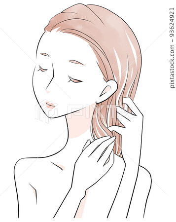 Woman getting hair treatment, long hair (watercolor style) 93624921