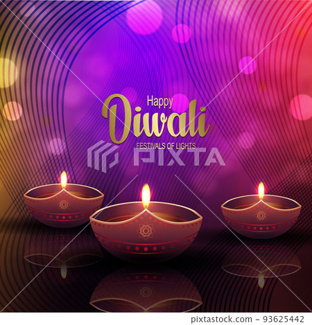 Festive banner with lamps of Diwali day. Indian Hindu festival of lights Deepavali 93625442
