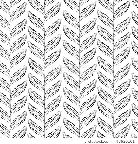 Vector Seamless Contour Floral Pattern. Hand Drawn Monochrome