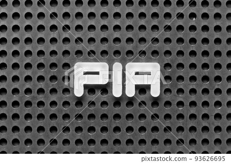 White alphabet letter in word PIA (abbreviation of Proprietary Information Agreement) on black pegboard background White alphabet letter in word PIA (abbreviation of Proprietary Information Agreement) on black pegboard background 93626695