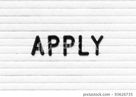 Black color letter in word apply on white felt board background Black color letter in word apply on white felt board background 93626735