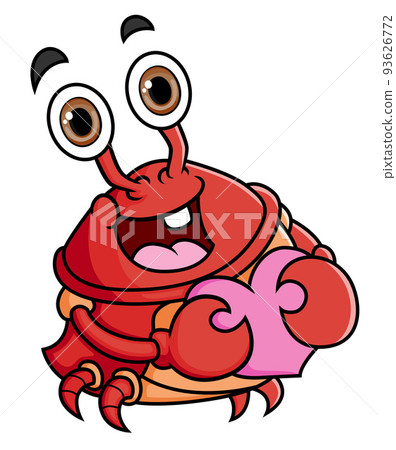 The cute crab is hugging and holding a heart shape love The cute crab is hugging and holding a heart shape love 93626772